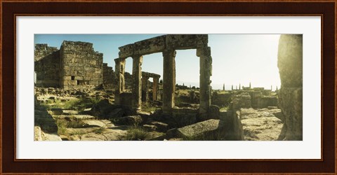 Framed Roman town ruins of Hierapolis at Pamukkale, Anatolia, Central Anatolia Region, Turkey Print