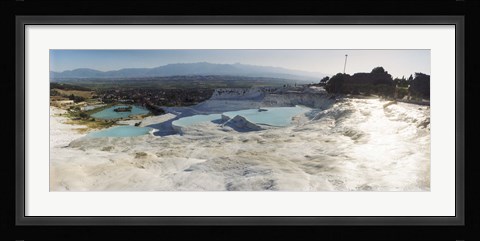 Framed Hot springs and Travertine Pool with Cloudy Sky, Pamukkale, Turkey Print