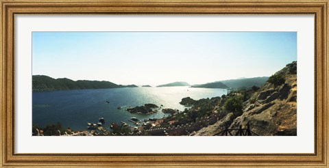 Framed View of village and sea, Kekova, Lycia, Antalya Province, Turkey Print