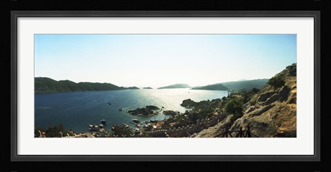 Framed View of village and sea, Kekova, Lycia, Antalya Province, Turkey Print