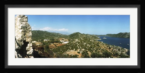 Framed Aerial view from the Byzantine Castle, Kekova, Lycia, Antalya Province, Turkey Print