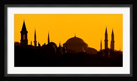 Framed Silhouette of a mosque, Blue Mosque, Istanbul, Turkey Print