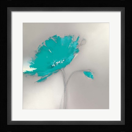 Framed Aqua Platinum Petals I Print