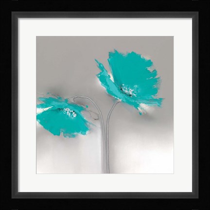 Framed Aqua Platinum Petals II Print