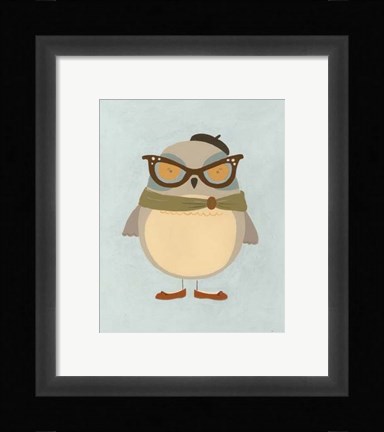 Framed Hipster Owl I Print