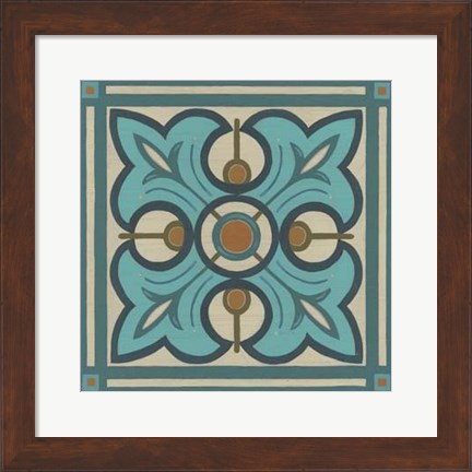 Framed Piazza Tile in Blue II Print
