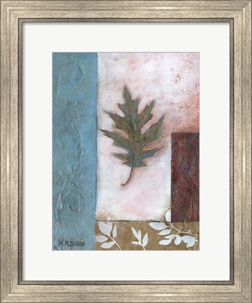 Framed Painterly Leaf Collage I Print