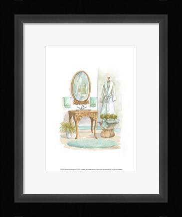 Framed Watercolor Bath in Spa I Print