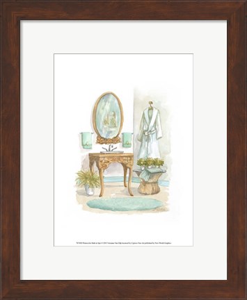 Framed Watercolor Bath in Spa I Print