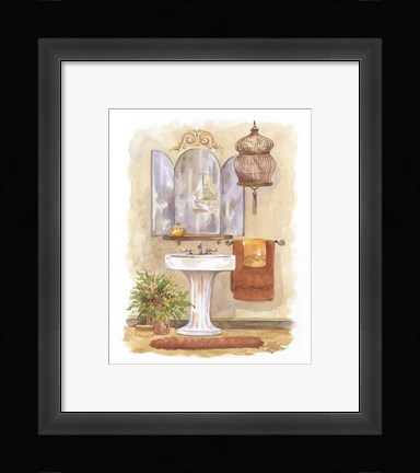 Framed Watercolor Bath in Spice I Print