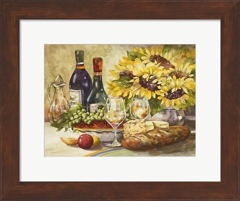 Framed Wine &amp; Sunflowers Print