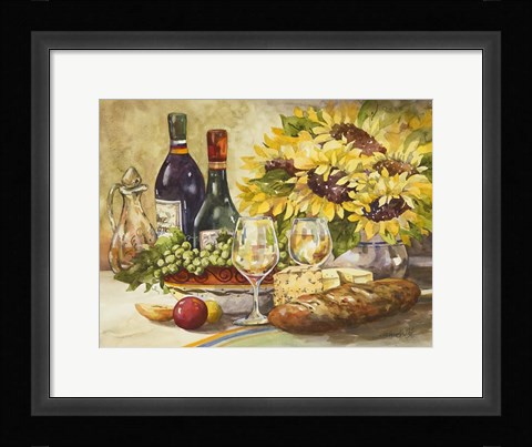 Framed Wine &amp; Sunflowers Print