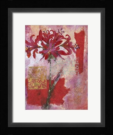 Framed Magenta Flower Collage I Print