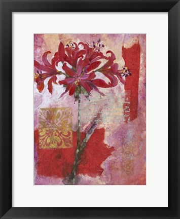 Framed Magenta Flower Collage I Print