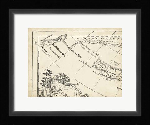 Framed Map of Europe Grid I Print