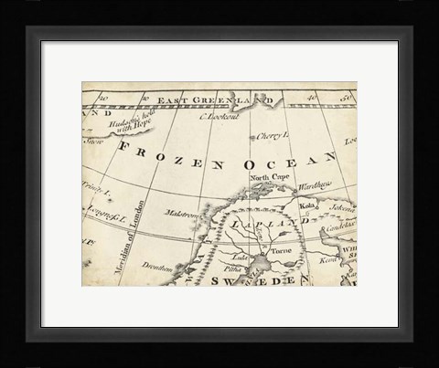 Framed Map of Europe Grid II Print