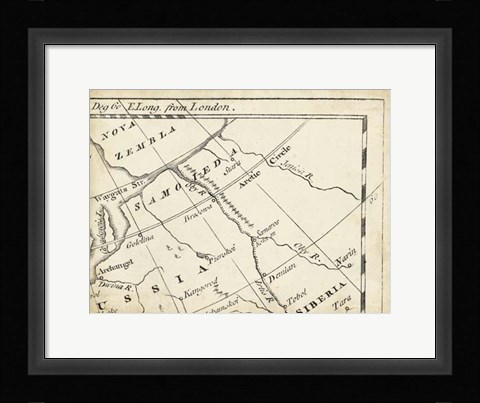 Framed Map of Europe Grid III Print