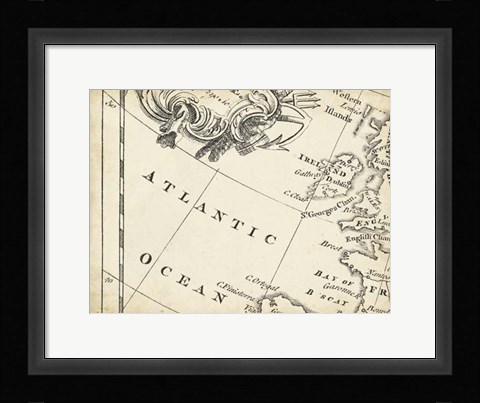 Framed Map of Europe Grid IV Print