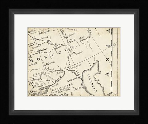 Framed Map of Europe Grid VI Print