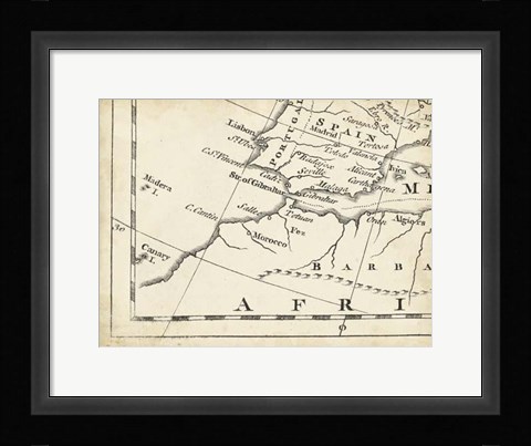 Framed Map of Europe Grid VII Print