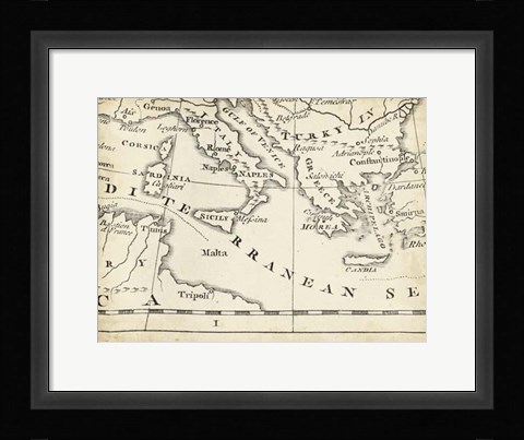 Framed Map of Europe Grid VIII Print