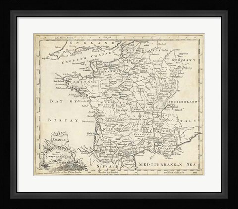 Framed Map of France Print
