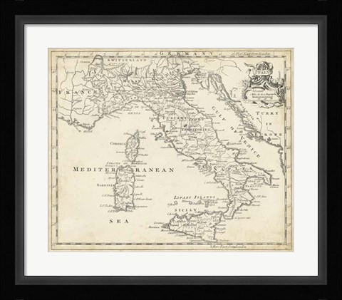 Framed Map of Italy Print