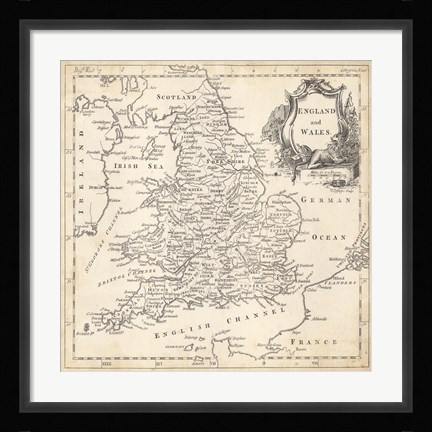 Framed Map of England &amp; Wales Print