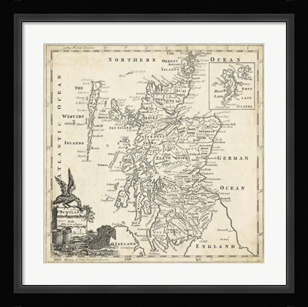 Framed Map of Scotland Print