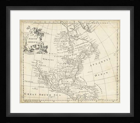 Framed Map of North America Print