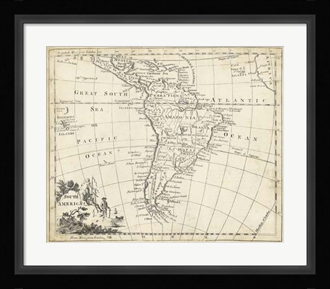 Framed Map of South America Print