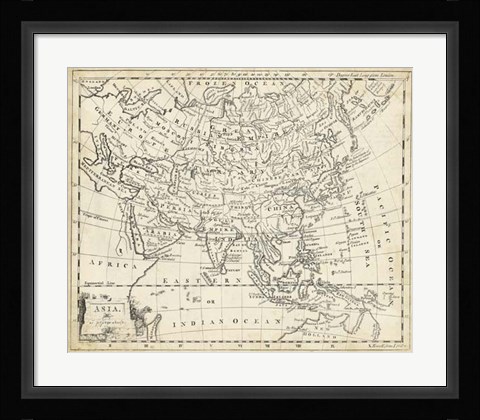Framed Map of Asia Print