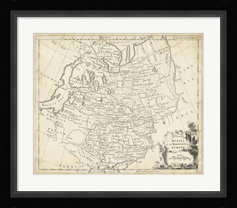 Framed Map of Russia Print