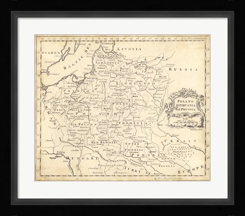 Framed Map of Poland Print