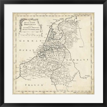 Framed Map of Netherlands Print
