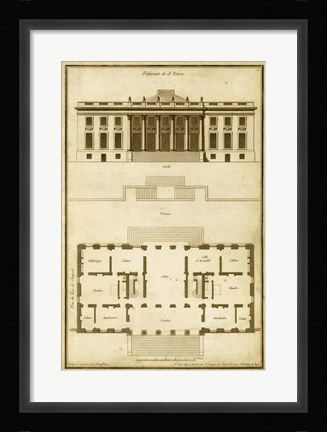 Framed Vintage Building &amp; Plan II Print