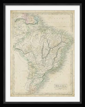 Framed Map of Brazil Print