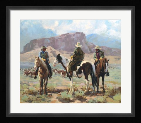 Framed Three Cowboys Print