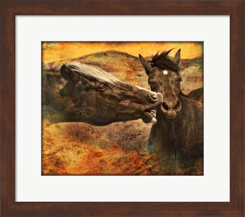 Framed Kissing Horses I Print