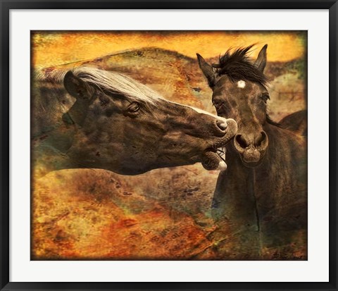 Framed Kissing Horses I Print