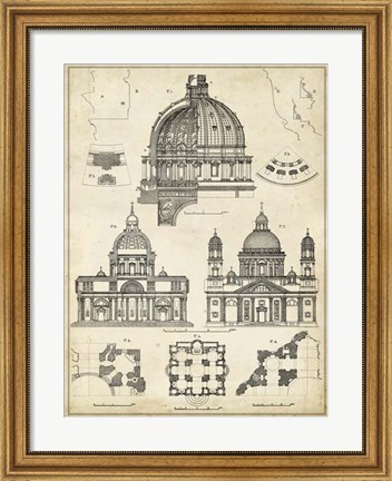 Framed Vintage Architect&#39;s Plan II Print