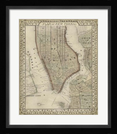 Framed Plan of New York Print