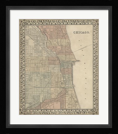 Framed Plan of Chicago Print