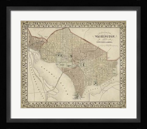 Framed Plan of Washington, D.C. Print