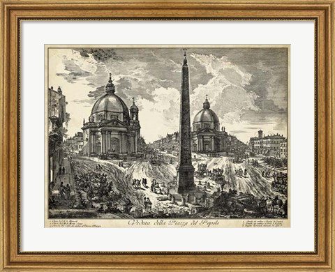Framed Veduta della Piazza del Popolo Print
