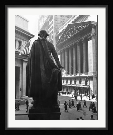 Framed George Washington Statue, New York Stock Exchange, Wall Street, Manhattan, New York City, USA Print