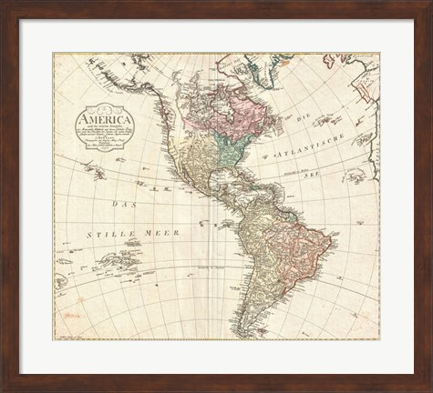 Framed 1795 D&#39;Anville Wall Map of South America Print