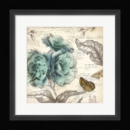 Framed Blooming Teal II Print