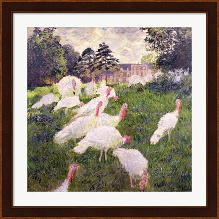 Framed Turkeys at the Chateau de Rottembourg, Montgeron, 1877 Print