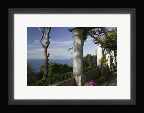Framed Balcony overlooking the sea, Villa San Michele, Capri, Naples, Campania, Italy Print
